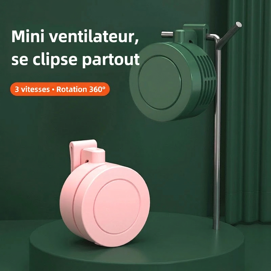 Mini Ventilateur à Clip Rechargeable Pensé pour les Bouffées de Chaleur