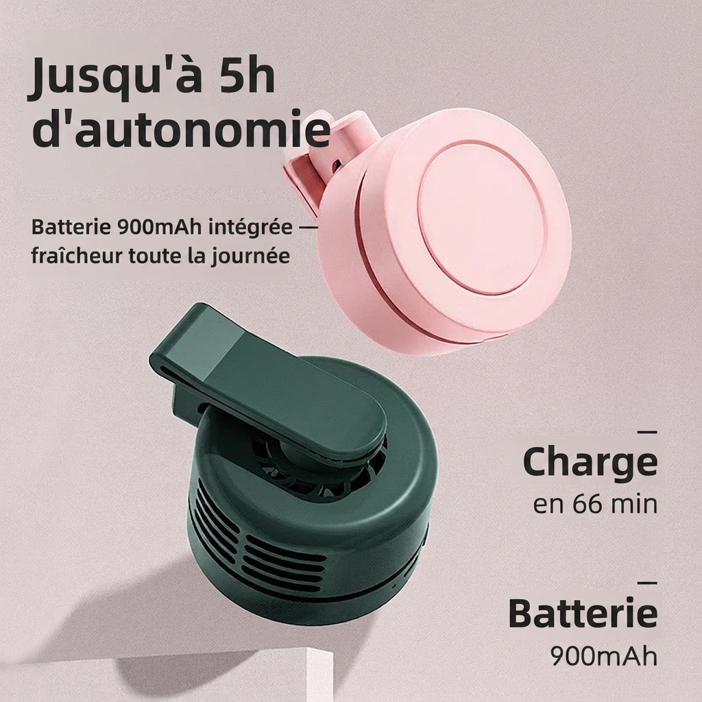 Mini Ventilateur à Clip Rechargeable Pensé pour les Bouffées de Chaleur