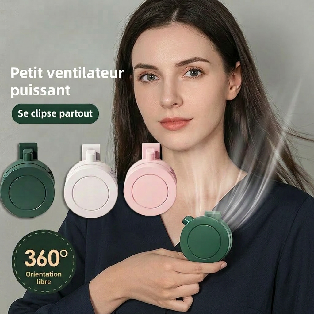 Mini Ventilateur à Clip Rechargeable Pensé pour les Bouffées de Chaleur